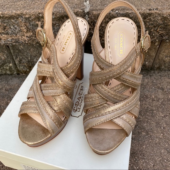 Coach Metallic Bronze/Gold Brynne platform Heels - Picture 5 of 8